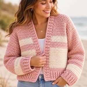 Chunky Crochet Cardigan Pattern PDF – Easy Oversized Sweater Tutorial (Digital Download)