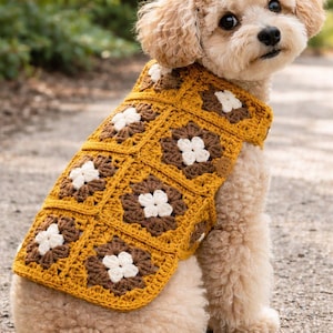 Retro Grandma Square Hundeweste Häkelanleitung | Handgefertigte Haustier Outfit