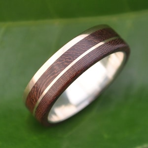 Un Lado Asi Nacascolo Wood Gold and Silver Weeding Ring, Gold and Silver Wood Wedding Band, Gold and Silver Wood Ring