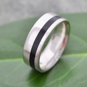 Silver Ring, Mens Wood Ring, Ebony Wood Ring, Mens Wedding Band, Wood Wedding Ring, Recycled Sterling Silver Ring Wood Ring, Custom Ring