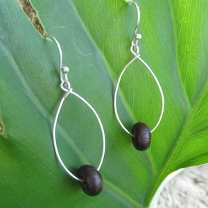 Redonda Earrings, Sterling Silver Earrings, Palma Seed Hoop Earrings
