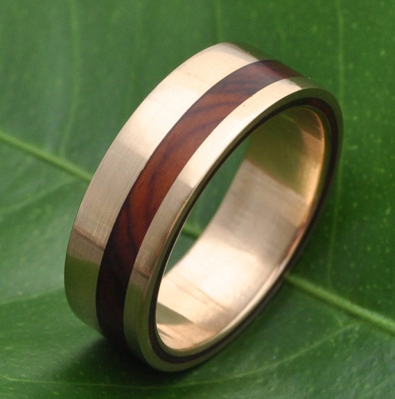 Cocobolo Gold Wood Wedding Ring Wood Wedding Ring Gold Wood | Etsy