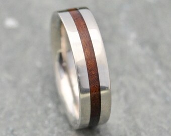 Wood Wedding Ring with Recycled Sterling Silver: Centro