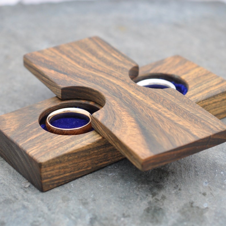 Wood Wedding Ring Box Proposal Ring Box ring bearer box with magnetic closure Guayacan Wood Lignum Vitae double ring box