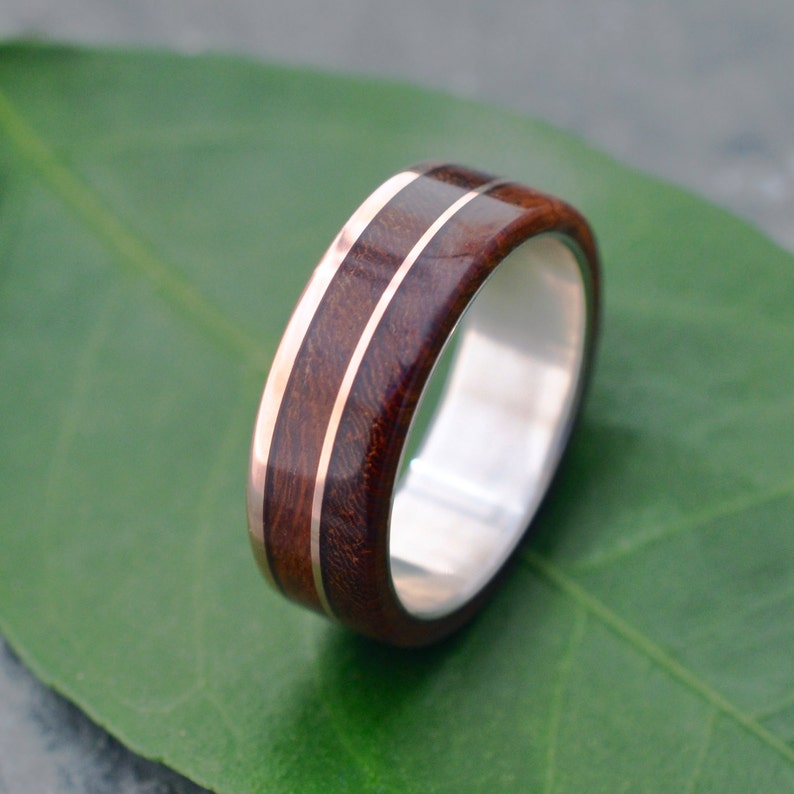 Rose Gold Wood Wedding Ring Rose Gold Wooden Wedding Band - Etsy