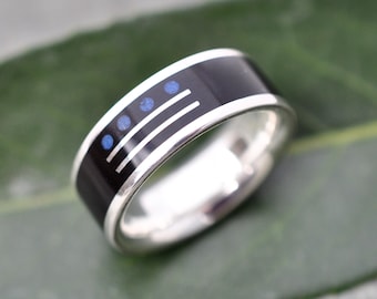 Maya-Numerologie-Ring mit Lapis Lazuli-Inlay, Nummernring, personalisierter Holzring, benutzerdefinierter Holzring, fünfter Jahrestagsring