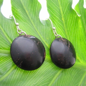 Rio Earrings - organic black coyol palm tree seed circle earrings