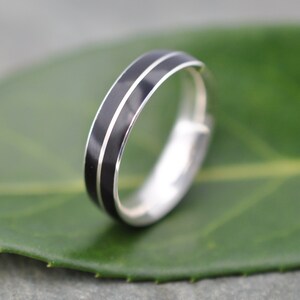 Black Wood Ring Asi Coyol Ring - organic wood ring with sterling silver inlay, wooden wedding ring, custom wood ring, mens wooden ring