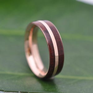 Rose Gold Wood Wedding Band, Guapinol, 14k Rose Gold: Solsticio