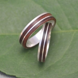 Un Lado Asi Nacascolo Wood Ring,  Sterling Ring, Gold Inlay Ring, Wood Wedding Ring, Silver Wedding Ring, Gold Wedding Ring