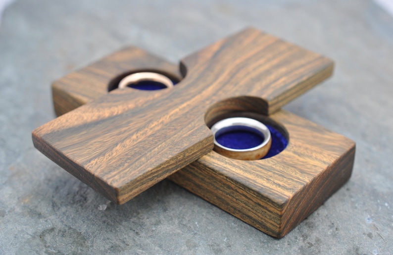 Wood Wedding Ring Box Proposal Ring Box ring bearer box with magnetic closure Guayacan Wood Lignum Vitae double ring box