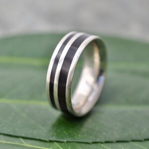 Mens Wedding Band, Sterling Silver Ring, Woman Wedding Ring, Male Wedding Bang, Silver ring, Mens Engagement Ring, Custom Ring, Wood Ring