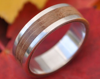 Oak Lados sterling silver wood wedding band, Silver wood wedding ring, mens Silver wood ring,  Silver wood weddinng ring,