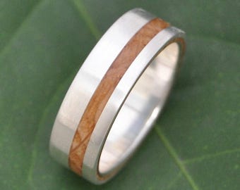 Bourbon Barrel Wedding Band with Sterling Silver: Equinox