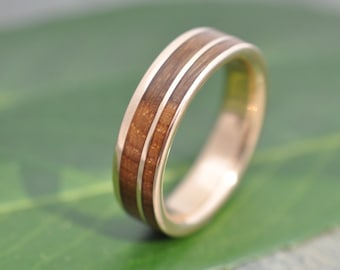 Comfort Fit Ring, Yellow Gold Wedding Ring, Un Lado Asi Wood Ring, 14k Recycled Yellow Gold Ring, Gold Yellow Ring, Custom Ring, Mens Ring