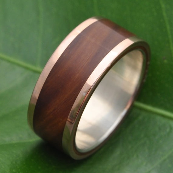 Lignum Vitae Wood Ring Eco Friendly Wedding Ring Yellow Gold | Etsy