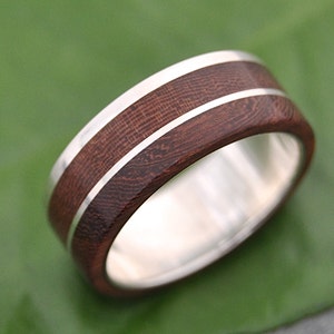 Un Lado Asi Wood Ring, Recycled Sterling Silver Wedding Ring, Men's Wedding Ring, Woman's Wedding Ring,Custom Ring