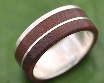 Un Lado Asi Wood Ring, Recycled Sterling Silver Wedding Ring, Men's Wedding Ring, Woman's Wedding Ring,Custom Ring