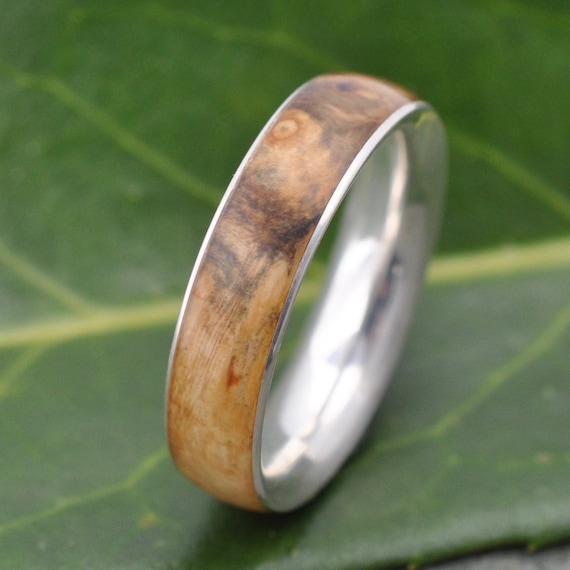 Cypress Wood Wedding Ring Sterling Silver Wedding Band Wood Wedding Ring Mens Wood Ring Woman Ring Custom Ring Etsy