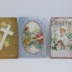 3 cartes postales de Pâques vintage Voeux de Pâques, joyeuses Pâques