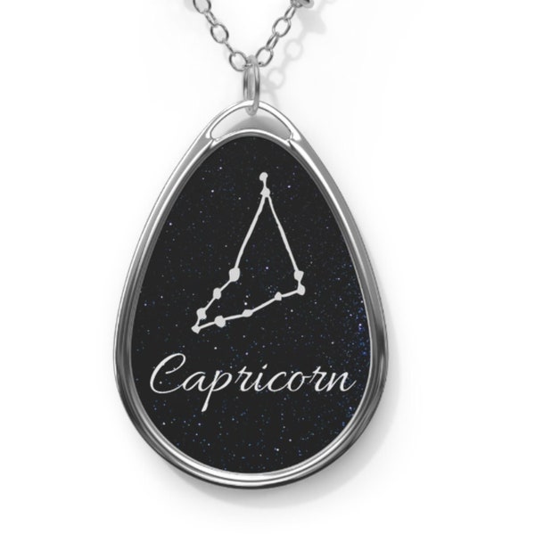 Capricorn Constellation Oval Necklace. Great gift idea for Spouse, Mom, BFF or yourself