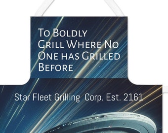 Star Trek Enterprise Grilling Apron Dad gift mom gift uncle gift father's day mother's day dad birthday, mom birthday gift, man, woman gift