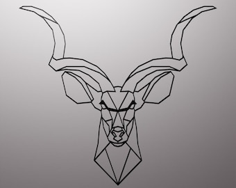 Kudu Low Poly Geometric Head Digital Download DXF PNG SVG and Pdf files.