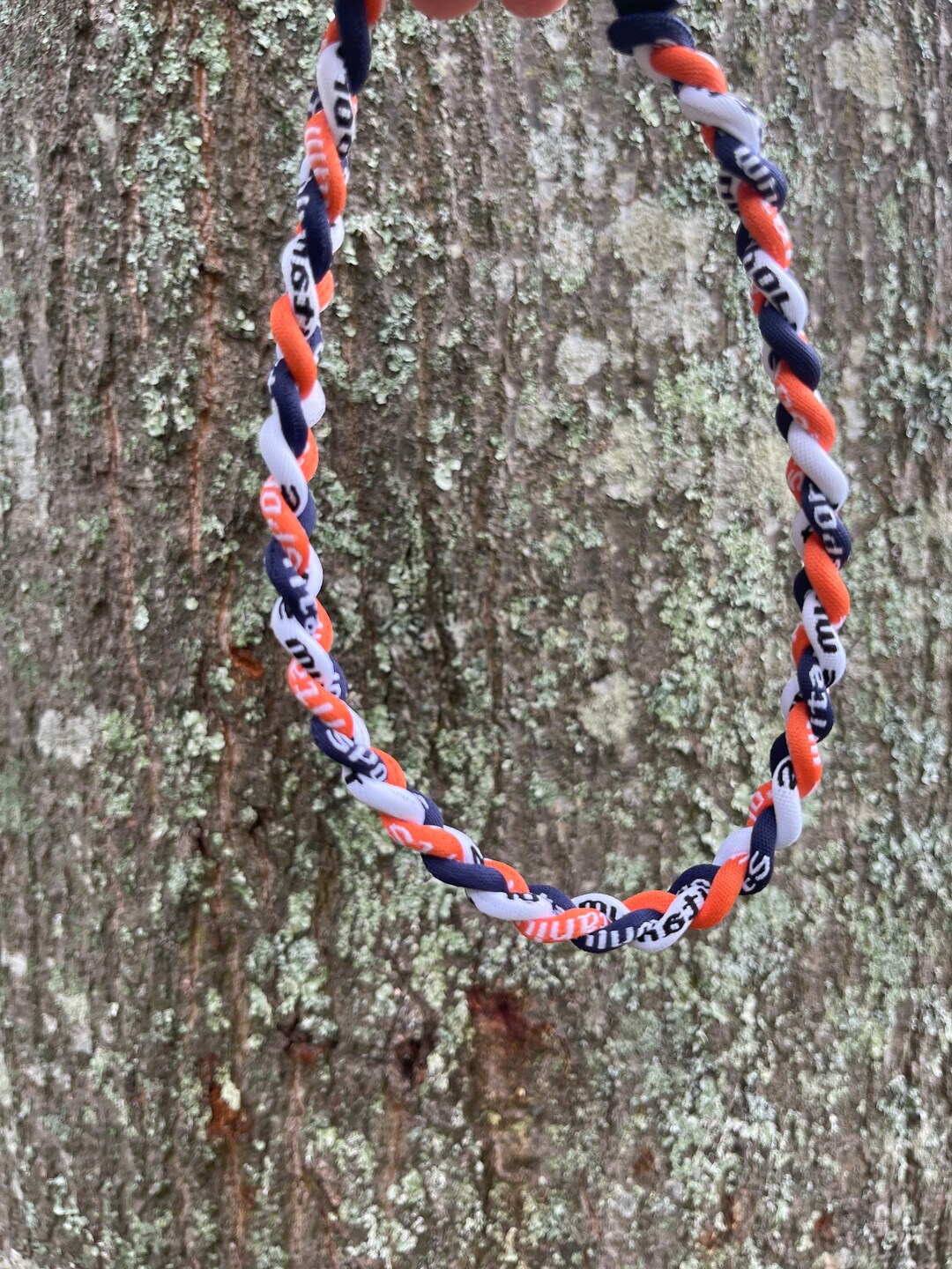 Orange Navy White 3 Rope Twist Titanium Sport Necklace Tornado