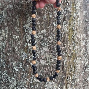 Baseball Rhinestone Black and Gold Color Beaded Necklace Baseball Drip Necklace Baseball Bling 18in