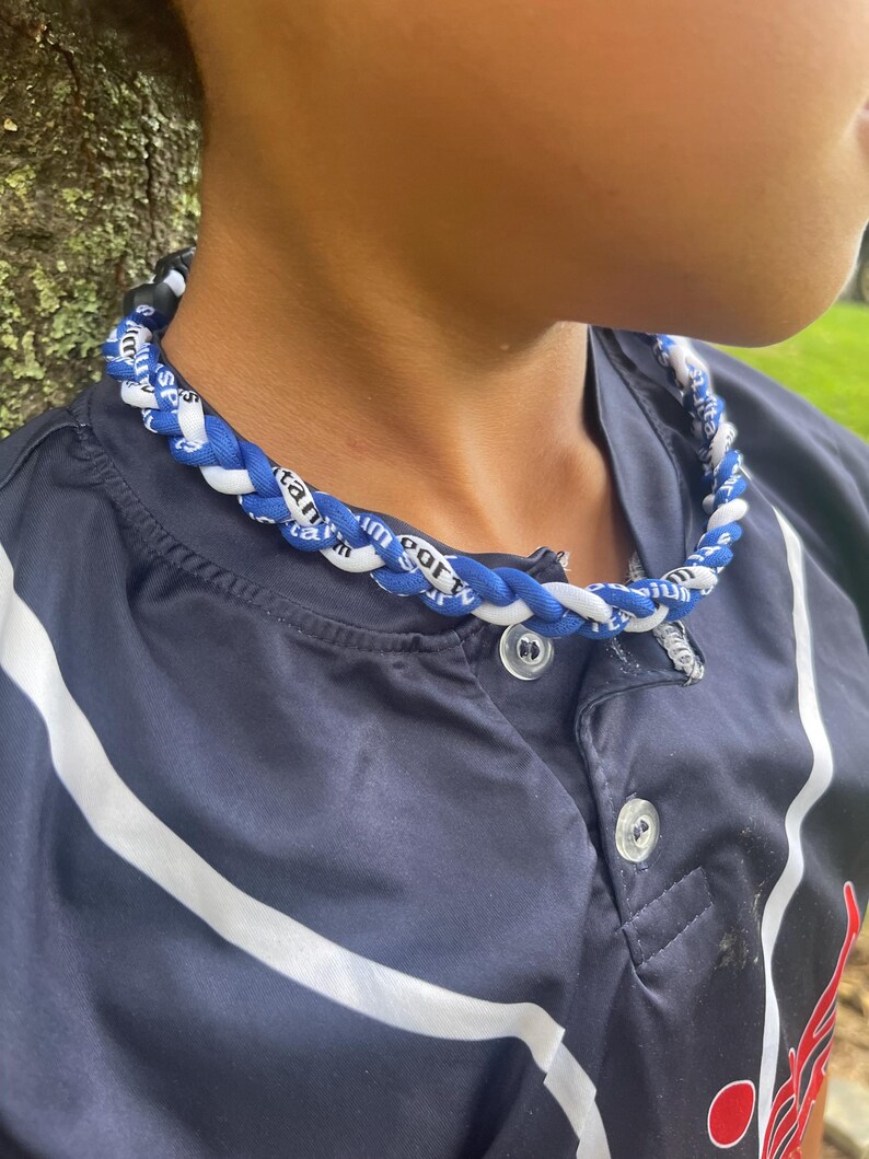 Baseball Braided Necklace Youth Tornado 3 Rope Braid Necklace Royal and