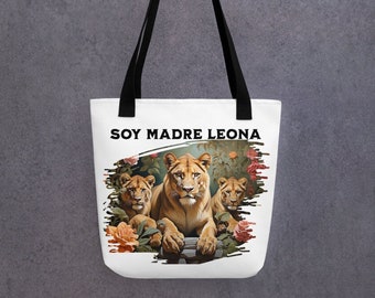 Bolsa de tela Madre Leona, crianza ,tote bag aesthetic,madre, compras,bolsa para fin de semana,ecobag,regalo original, madre de 2