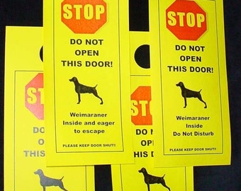 Weimaraner's friendly Alternative to Beware of Dog signs Keeps Dog Safe