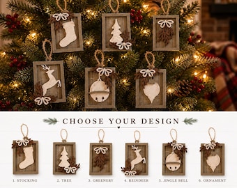 Layered Wood Christmas Ornament | Rustic Farmhouse Tree Decoration, Hand Painted Keepsake