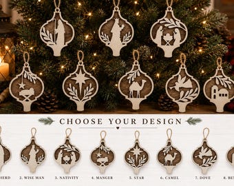 Layered Wood Christmas Ornament | Rustic Farmhouse Tree Decoration, Hand Painted Keepsake