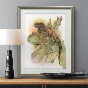Anton the Iguana. Original watercolor painting.