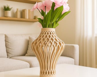 3Dプリントの幾何学模様の花瓶：モダンでミニマリストなインテリア