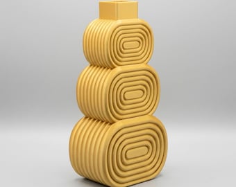 ORO Stapelvase – Geometrisches, goldenes Statement-Dekor, skulpturales Akzentobjekt mit mehreren Schichten (3D-gedruckt)