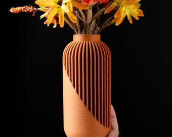 Modern 3D Printed Vase: Tall Dry Flower Vase, Contemporary Home Decor