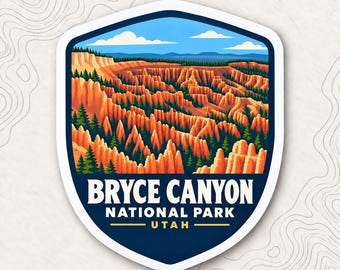 Bryce Canyon National Park Fridge Magnet, Hoodoo Amphitheater Shield, Utah Travel Souvenir