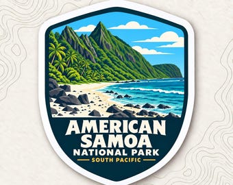 National Park of American Samoa Fridge Magnet, Ofu Beach Shield, South Pacific Travel Souvenir