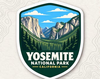 Yosemite National Park Fridge Magnet, Tunnel View El Capitan Waterfall Shield, California Travel Souvenir