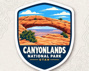 Canyonlands National Park Fridge Magnet, Mesa Arch Shield, Utah Travel Souvenir