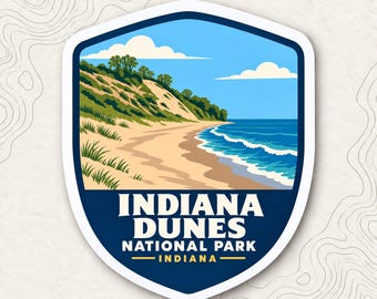 Indiana Dunes National Park Fridge Magnet, Lake Michigan Beach Shield, Indiana Travel Souvenir