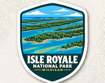 Isle Royale National Park Fridge Magnet, Lake Superior Island Shield, Michigan Travel Souvenir