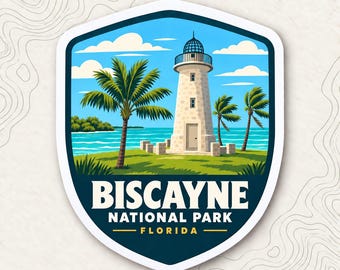 Biscayne National Park Fridge Magnet, Boca Chita Lighthouse Shield, Florida Travel Souvenir