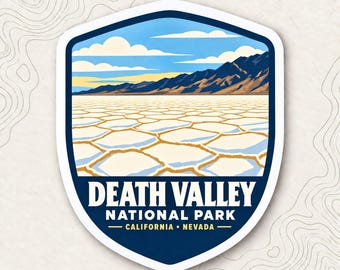Death Valley National Park Fridge Magnet, Badwater Basin Salt Flats Shield, Desert Travel Souvenir