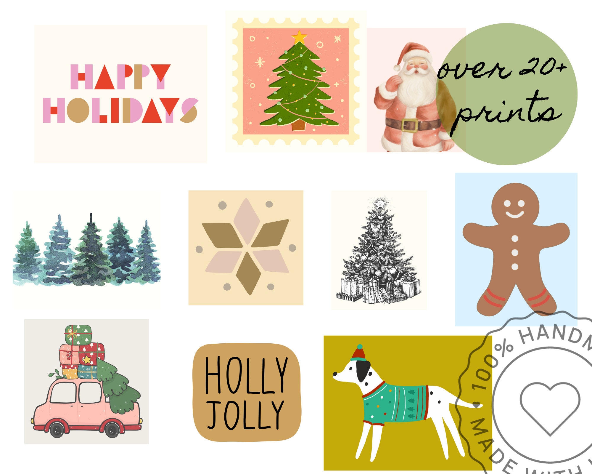 Set of 20 Christmas Holiday Printables Holiday Decor - Etsy