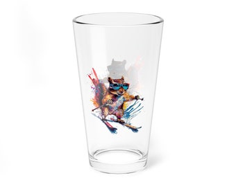 Color Splash Ski Chipmunk Pint Glass