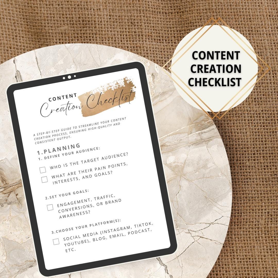2025 Content Creation Checklist (gold Paint) - Etsy