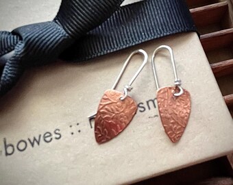 Patterned Copper and Sterling Silver Threader Earrings
